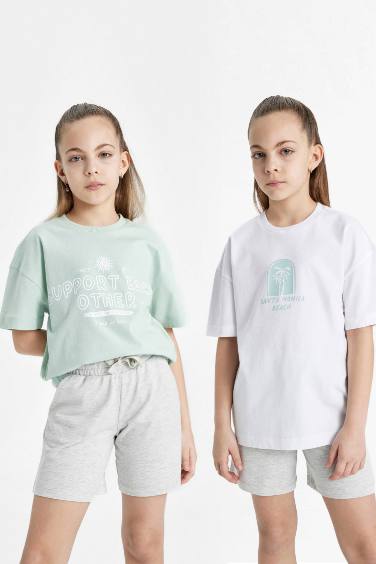 Girl Relax Fit 2 Piece Short Sleeve T-Shirt