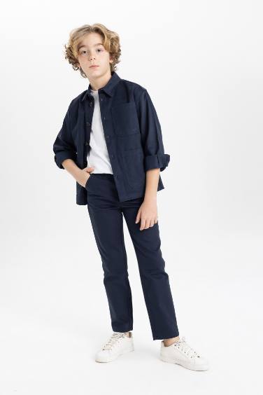 Boy Regular Fit Standard Leg Linen Look Trousers