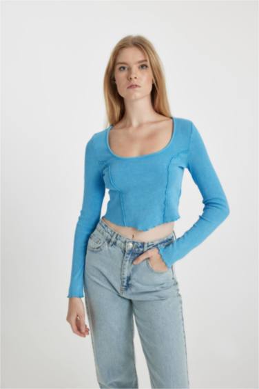 Fitted Ribbed Camisole Long Sleeve T-Shirt