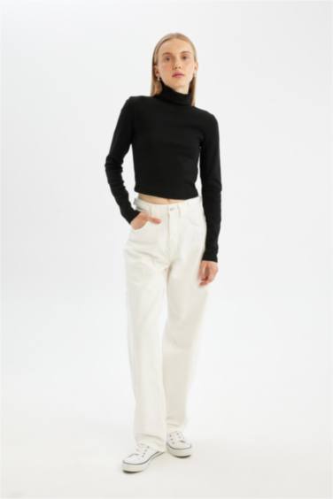 تيشيرت ردن طويل سليم فيت مضلع