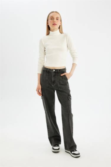 White Fitted Turtleneck Ribbed Camisole Basic T-Shirt