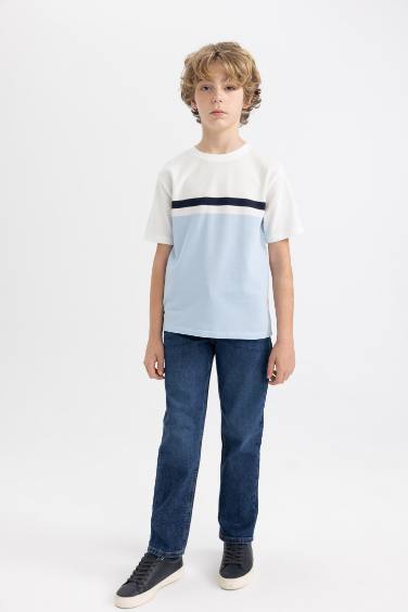 Boy Crew Neck Color Block Pique T-Shirt