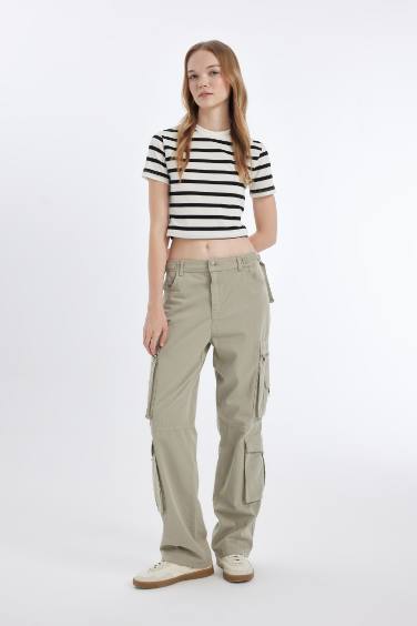 Straight Fit Cargo Gabardine Trousers