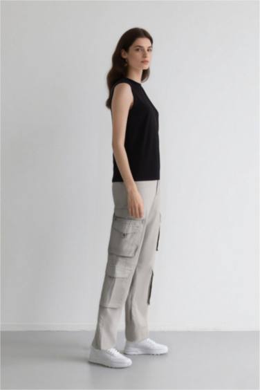 Coool Straight Fit Gabardin Pantolon Kargo Cepli