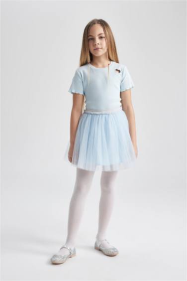 تي شيرت مخطط بناتي سليم فيت نص كم