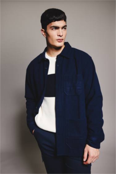 Regular Fit Buttoned Pocket Soft Fuzzy Cashmere Shirt