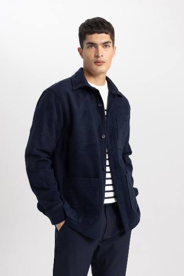 Regular Fit Buttoned Pocket Soft Fuzzy Cashmere Shirt