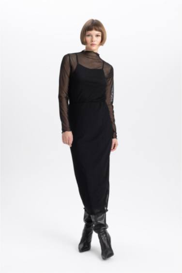 بلوزة كم طويل تول سليم فيت هاي كول