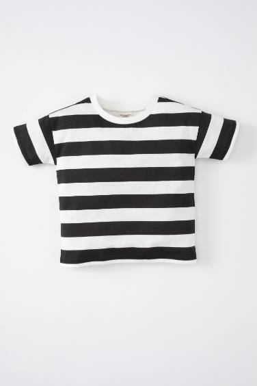 Baby Boy Crew Neck Striped Short Sleeve T-Shirt