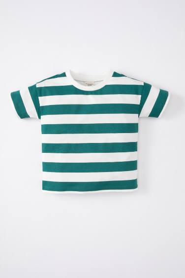 Baby Boy Crew Neck Striped Short Sleeve T-Shirt