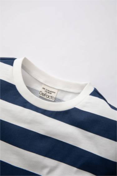 T-Shirt à Manches Courtes à Rayures et Col rond pour Bébé Garçon