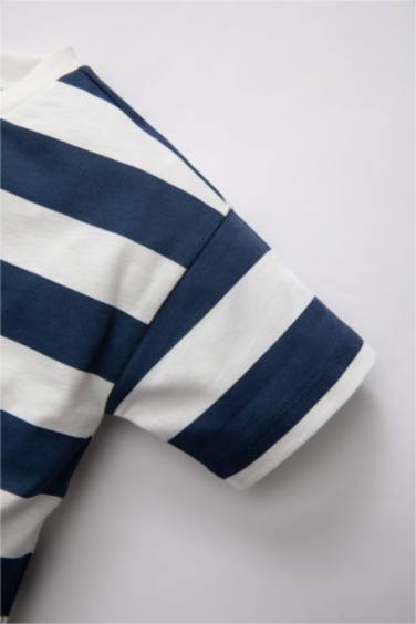 T-Shirt à Manches Courtes à Rayures et Col rond pour Bébé Garçon