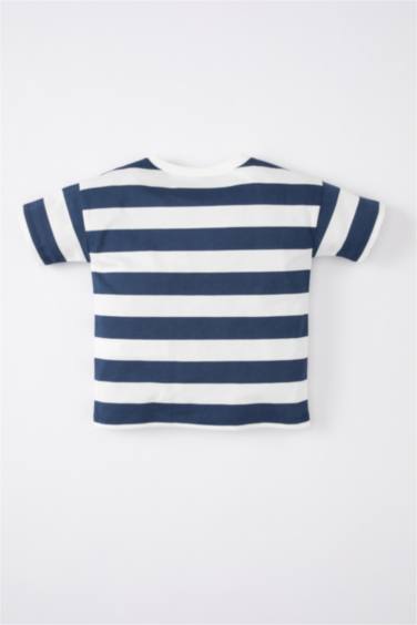 T-Shirt à Manches Courtes à Rayures et Col rond pour Bébé Garçon