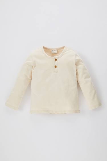 Baby Boy Button Collar Long Sleeve T-Shirt