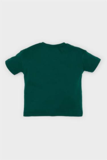 تيشيرت نص ردن بطبعة شعار قصة عادية بياخة مستديرة