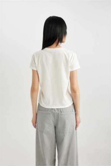 T-Shirt imprimé Slim à Manches Courtes