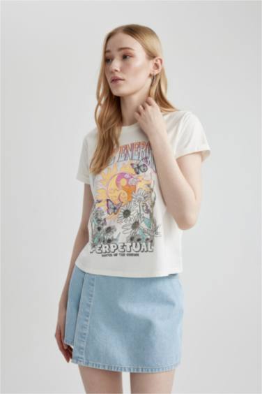 تي شيرت نص كم مطبوع سليم فيت