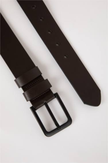 Man Rectangle Clasp Faux Leather