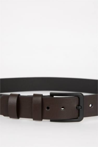 Man Rectangle Clasp Faux Leather
