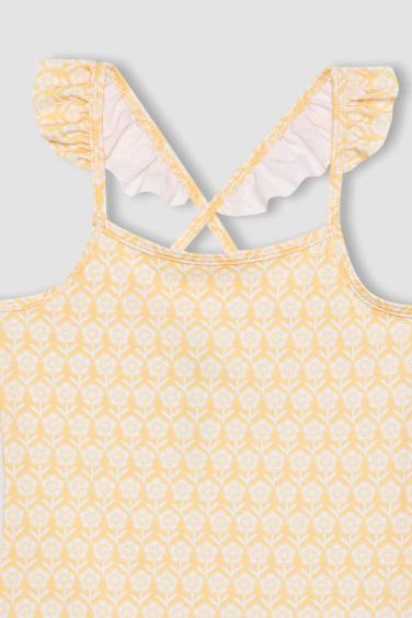 Girl Floral Patterned Swimsuit