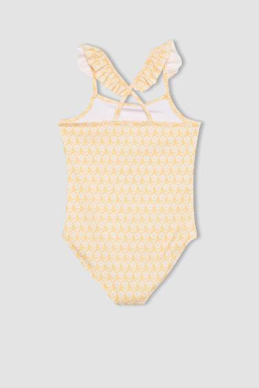 Girl Floral Patterned Swimsuit