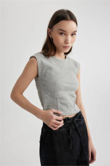 Slim Fit Crew Neck Camisole Short Sleeve T-Shirt