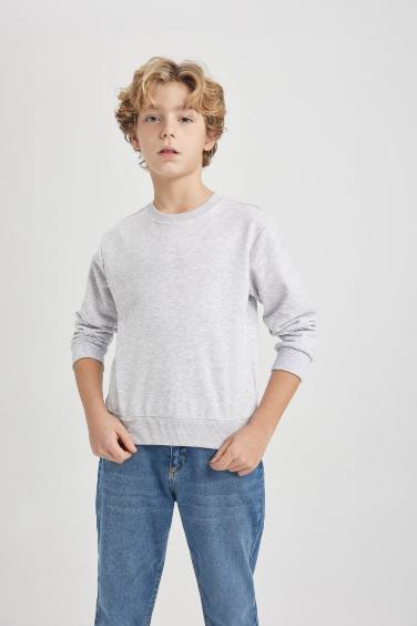 Erkek Çocuk Bisiklet Yaka Basic Sweatshirt