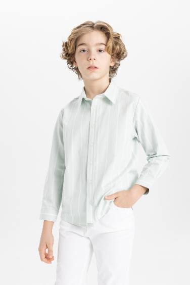 Chemise Oxford Coupe Régulière à Col Polo et Manches Longues Pour Garçon