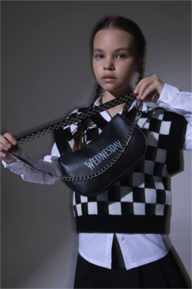 Wednesday Licensed Faux Leather Crossbody Bag