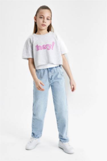 Girl Printed Short Sleeve Crop T-Shirt