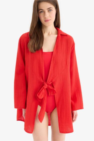 Chemise de Plage en Mousseline Coupe Régulière