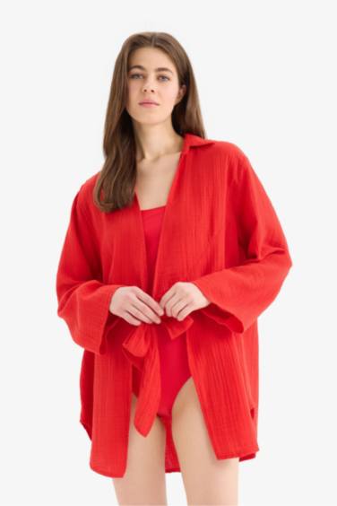 Chemise de Plage en Mousseline Coupe Régulière