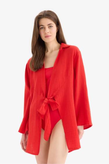 Chemise de Plage en Mousseline Coupe Régulière