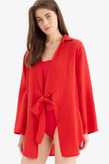 Chemise de Plage en Mousseline Coupe Régulière