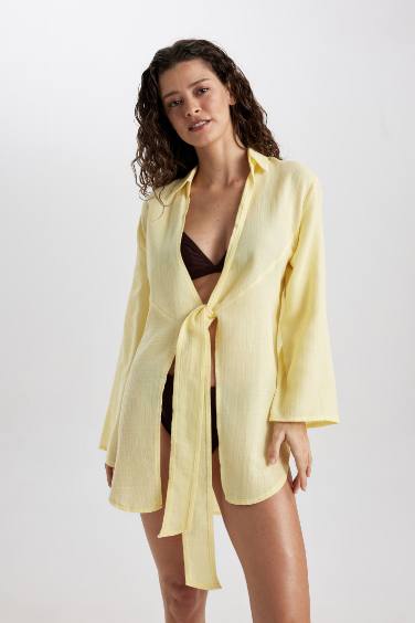 Fall in Love Regular Fit Voile Beach Shirt