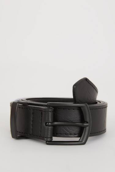 Man Rectangle Clasp Faux Leather Classic Belt