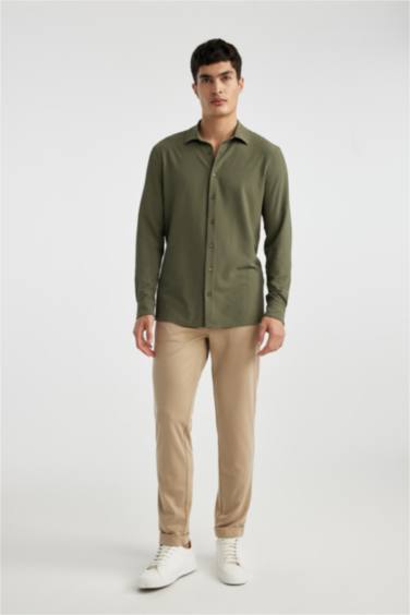 قميص بولو كم طويل مودرن فيت