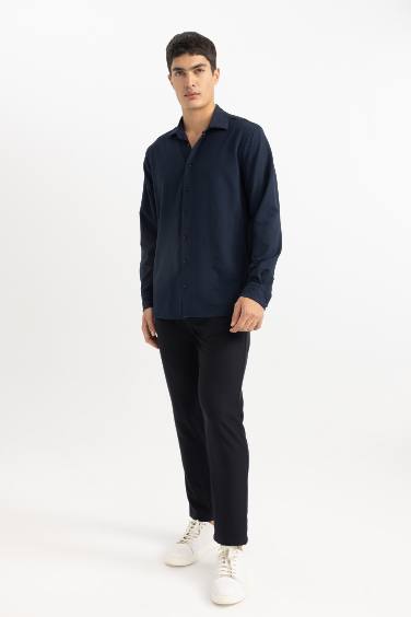 Modern Fit Polo Collar Crinkle Shirt