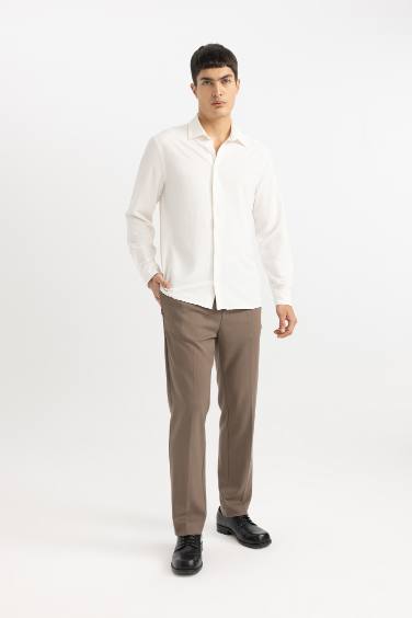 Modern Fit Polo Collar Crinkle Shirt