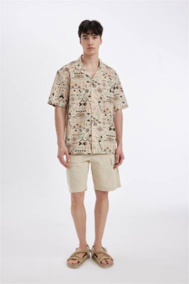 Regular Fit Ethnic Patterned Cotton Shirt