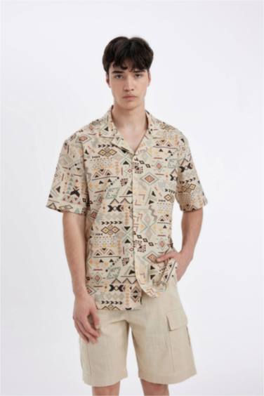 Regular Fit Ethnic Patterned Cotton Shirt