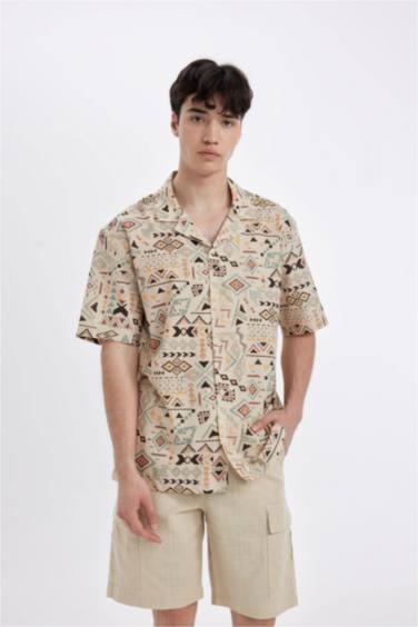 Regular Fit Ethnic Patterned Cotton Shirt