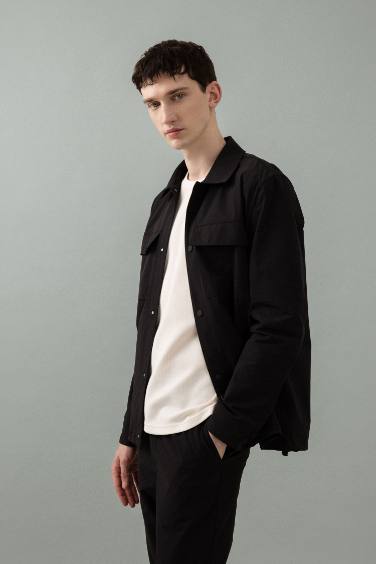 Regular Fit Polo Neck Overshirt