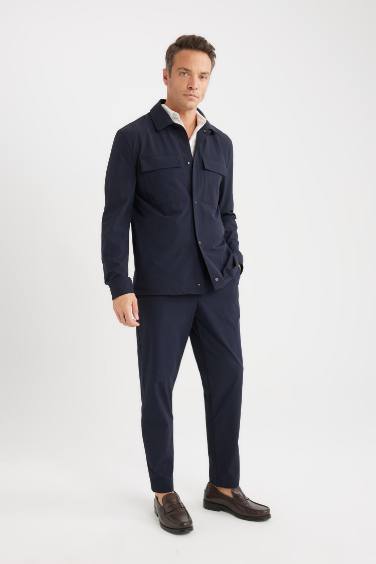 Regular Fit Polo Yaka Çıtçıtlı Cepli Teknik Gömlek Ceket