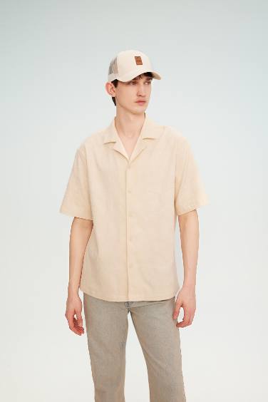 Relax Fit Resort Collar Cotton Short Sleeve Shirt