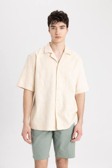 Relax Fit Resort Collar Cotton Short Sleeve Shirt
