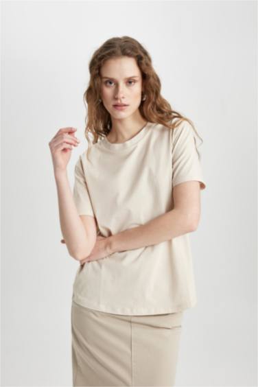 Regular Fit Crew Neck Cotton Short Sleeve T-Shirt