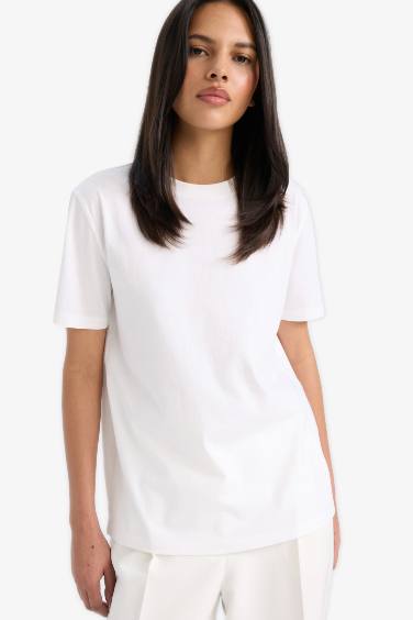 Regular Fit Crew Neck Basic Cotton T-Shirt