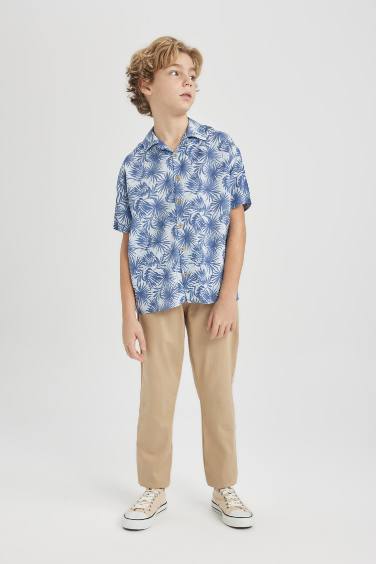 Boy Oversize Fit Polo Neck Viscose Shirt