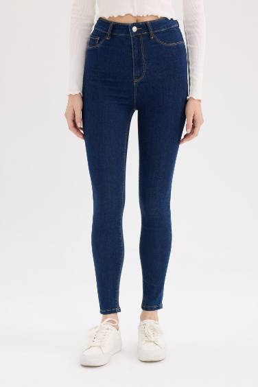 Jegging Yüksek Bel Bilek Boy Dar Paça Basic Düz Jean Pantolon